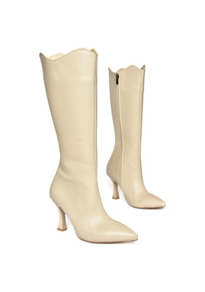 Fox Shoes R820020109 Ten İnce Topuklu Kadın Çizme Ten