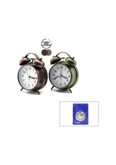 Jenerik Çift Zilli Metal Masa Çalar Saat 10 Cm Çok Renkli