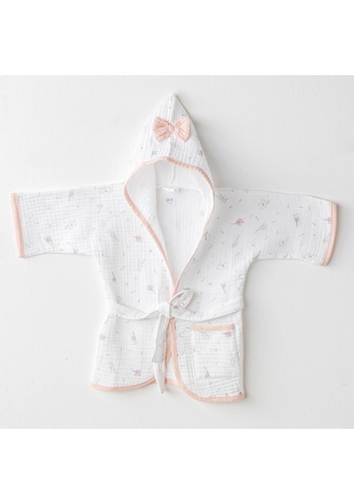 Kız Bebek Bornoz Bathrobe Love Family Muslin Ac25519 18 - 24 Ay