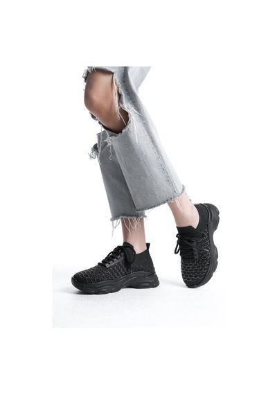 Kadın Rocco Siyah Triko Taşlı Spor Ayakkabı & Sneaker Siyah