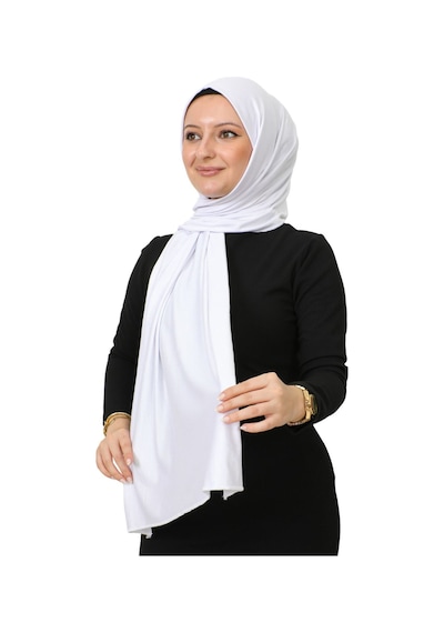Modish Group Şal Tesettür Başörtüsü Premium Kumaş Eşarp Uzun Islami Giyim Viskon - Beyaz Beyaz