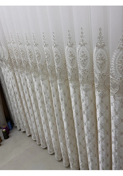 Nivemeshome Nova Gold Detaylı 1/3 Pileli Tül Perde Apm 450x280