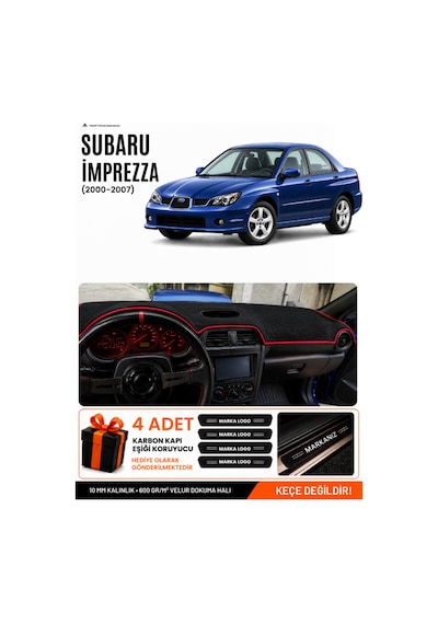 Subaru İmprezza 2000-2007 Uyumlu Torpido Örtüsü, Torpido Kılıfı - Siyah-kırmızı - Su003