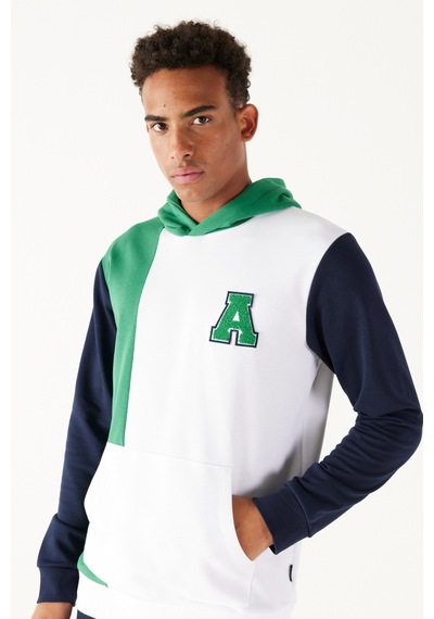 AC&Co / Altınyıldız Classics ERKEK BEYAZ YESIL Standart Fit Normal Kesim Kapüşonlu Pamuklu Çizgili Sweatshirt Beyaz AC&Co / Altınyıldız Classics ERKEK BEYAZ YESIL Standart Fit Normal Kesim Kapüşonlu Pamuklu Çizgili Sweatshirt Beyaz