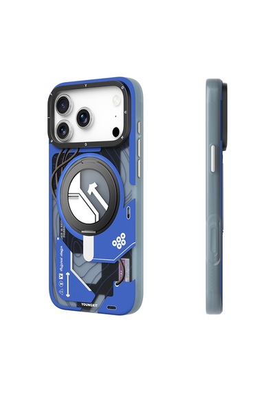 Apple Uyumlu iPhone 17 Pro Kılıf M-safe Şarj Özellikli Youngkit Starship Serisi Kapak Mavi Mavi