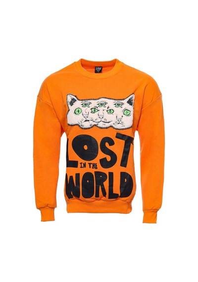 Wessi Oranj Baskılı Desenli Bisiklet Yaka Sweatshirt Turuncu