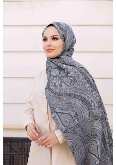 Etro Desen Premium Şal Gri Çok Renkli