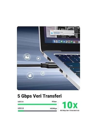 Usb 3.0 Uzatma Kablosu, 2 Metre, Siyah