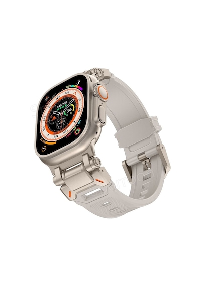 Apple Uyumlu  Watch  7 8 9 45mm Titanyum Metal Bağlantı Kitli Silikon Kordon 101