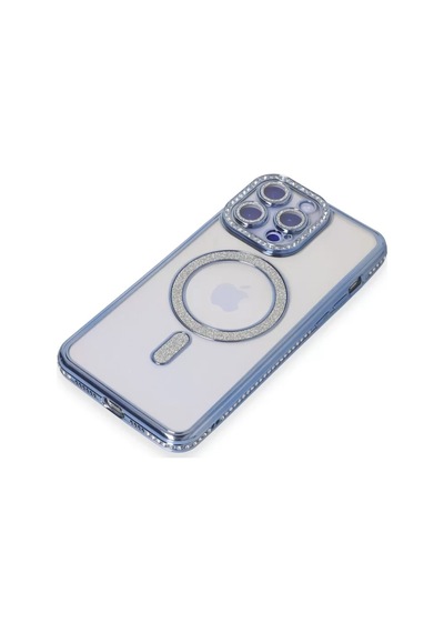Newface Apple iPhone Uyumlu 15 Pro Max Kılıf Joke Simli Magneticsafe Kılıf - Mavi Diğer