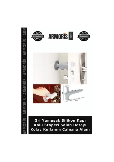 Gri Yumuşak Silikon Kapı Kolu Stoperi Salon Detayı Kolay Kullanım Çalışma Alanı