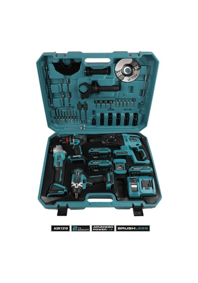 Assur 21V Kömürsüz 4'lü Set Şarj Kitli Hilti + Taşlama + Matkap ve Somun Sıkma Makinesi - 3215