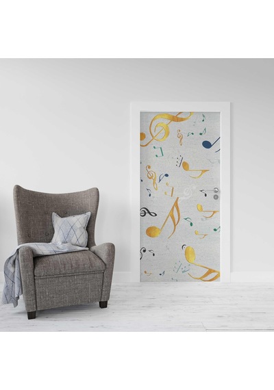 Kapı Giydirme Kapı Sticker Folyosu Renkli Notalar