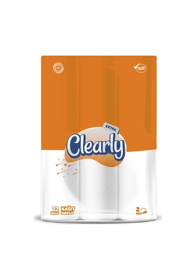 Clearly Extra Ev Tipi Rulo Havlu 12'li 4 Paket 48 Rulo