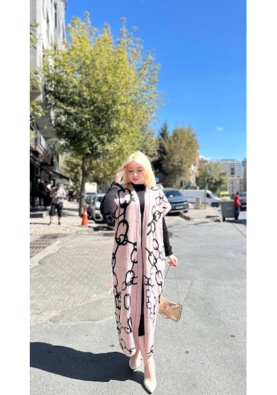 Siyah Çizgi Desenli Elbiseli Hırka Takım Pudra Siyah Siyah Siyah Çizgi Desenli Elbiseli Hırka Takım Pudra Siyah Siyah