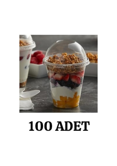 Plastik Milkshake Bardağı 100'lü Kapaklı İçecek 350 Cc Ml Şeffaf Meşrubat Bardağı Limonata Cup