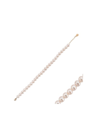 8,5 Mm Sıralı Doğal İnci Bileklik 20 Cm / Rose Rose Pembe Altın