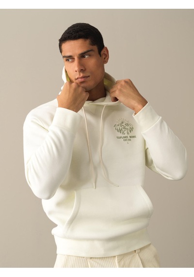 Xint Ekru Oversize Kapüşonlu Pamuklu Sweatshirt 300282
