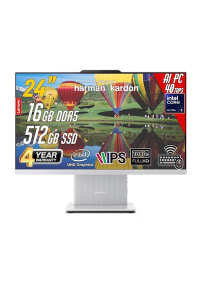 Lenovo IdeaCentre F0JY0019TR Core Ultra 5 226V 16 GB 512 GB SSD 24" Free Dos AIO Masaüstü Bilgisayar