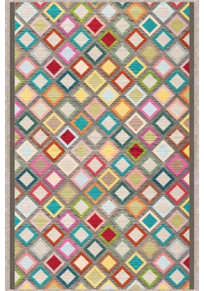 Çok Renkli Kaymaz Kareli Kesme Rulo Özel Ölçülü Yolluk Ar578n11