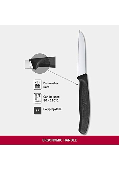 6.7403 Swissclassic 8cm Düz Soyma Bıçağı, Siyah Çok Renkli