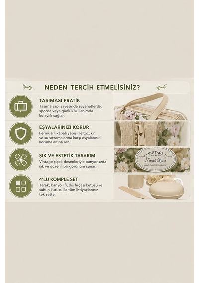 Çiçek Desenli Şeffaf Makyaj Çantası Seyahat Kozmetik Çantası Banyo Bakım Organizeri El Çantası