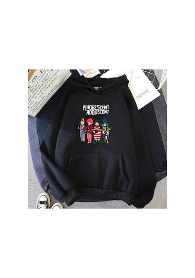 Tarzsokak Siyah Unisex Arctıc Maymunlar Baskılı Kapüşonlularek Hip Hop Müzik Grubu Tiş