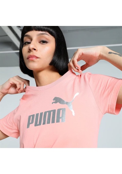 Puma Metallıc No.1 Logo Tee Pembe Kadın Spor Tişört - 631536 18