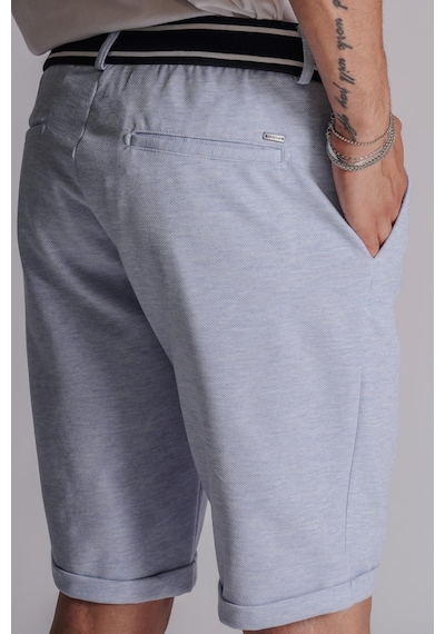 Braccas Erkek Yandan Cepli Beli Ribanalı Slim Fit Chino Şort Mavi Mavi