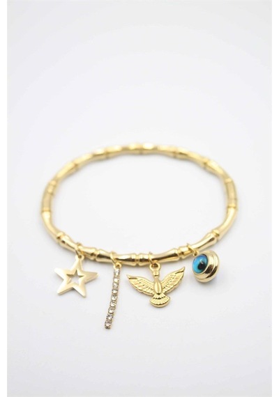 Charm Bilezik - Altın Açık Mavi 62053329