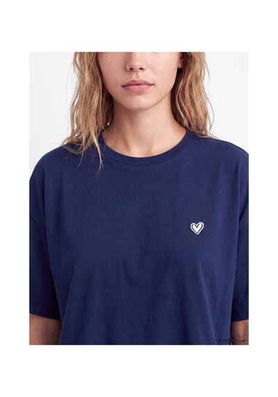 Lcw Dream Mavi Bisiklet Yaka Nakışlı Kadın Şortlu Pijama Takımı