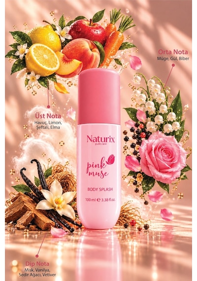 Naturix Pink Muse Vücut Spreyi 100 Ml Meyvemsi Ve Çiçeksi Koku