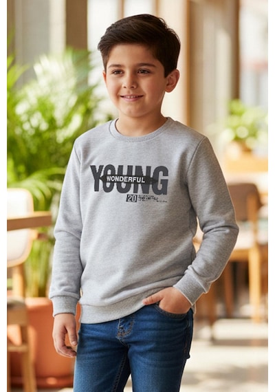 Breeze Erkek Çocuk Sweatshirt Yazı Baskılı 8-14 Yaş, Açık Gri Melanj Açık Gri Melanj Breeze Erkek Çocuk Sweatshirt Yazı Baskılı 8-14 Yaş, Açık Gri Melanj Açık Gri Melanj
