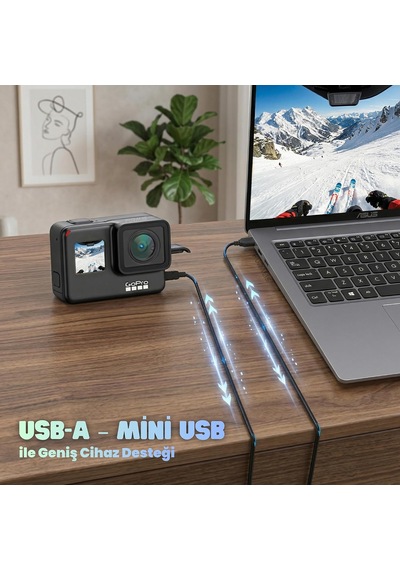 Mini Usb To Usb Şarj Ve Data Kablosu 1.5 Metre - Usb 2.0 Veri + Şarj - Usb-a'dan Mini Usb-b'ye 5 Pin - Dijital/aksiyon/araç Kamerası, Gps, Mp3/mp4, Ps3 Kolu Uyumlu - Tak Çalıştır