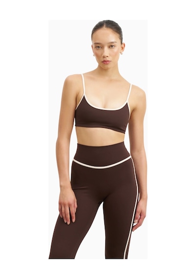 Because Of Alice Base Contrast Trim Leggings Yüksek Bel Şekillendirici Kadın Tayt Kahverengi