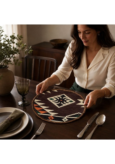 Bk Gift 6 Adet El Yapımı Anadolu İzleri Kilim Kumaşı Supla Koleksiyonu 27cm -5 Haki