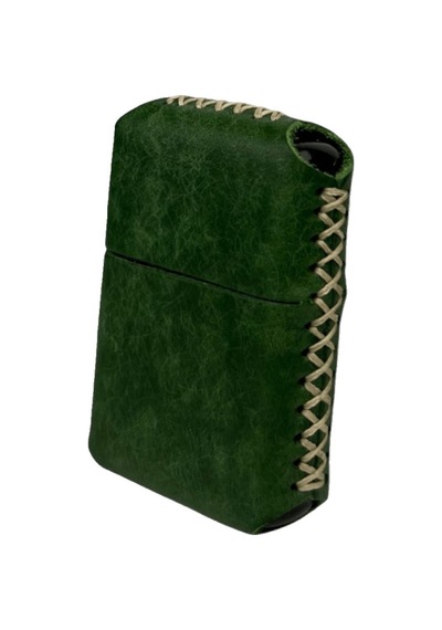 Handmade El Yapımı Hakiki Deri Zippo Modeli Çakmak Yeşil
