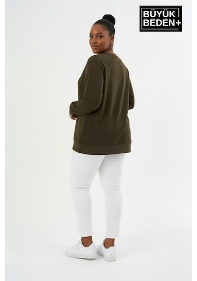 Süperlife Kadın Büyük Beden Yelken Baskılı Bisiklet Yaka İnce Sweatshirt Spr26bswk956-11 Haki Süperlife Kadın Büyük Beden Yelken Baskılı Bisiklet Yaka İnce Sweatshirt Spr26bswk956-11 Haki
