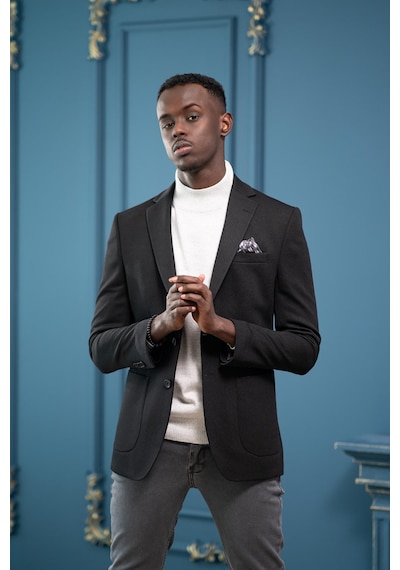 Carlo Piero Armürlü Regular Fit Mono Yaka Çift Yırtmaç Torba Cep Tek Ceket Siyah Carlo Piero Armürlü Regular Fit Mono Yaka Çift Yırtmaç Torba Cep Tek Ceket Siyah