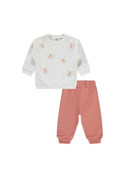 Civil Baby Kelebek Nakışlı 6-18 Ay Takım - Ekru 17973000826S1