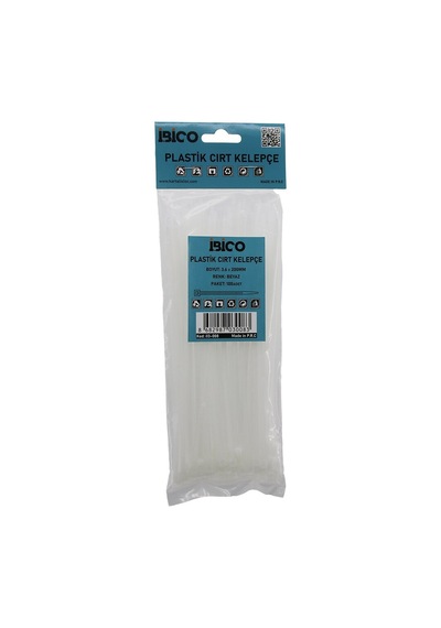 Beyaz 3.6x200mm Plastik Cırt Kelepçe 100pcs 4801