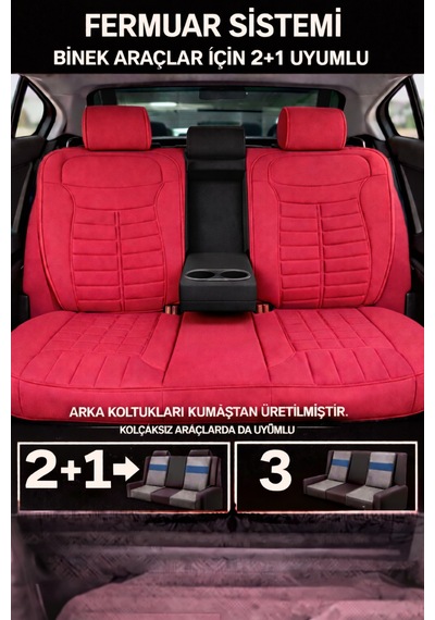 Fiat Linea 2007 Ve Sonrası Uyumlu Mira Serisi Kırmızı 5'li Oto Koltuk Minderi 40824768
