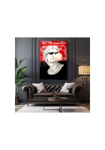 Michelangelo David Cam Tablo Gözlüklü Pop Art Duvar Dekoru Ev, Ofis Ve Genç Odası İçin Dekoratif Modern Tablo