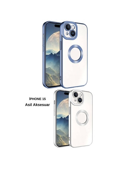 Iphone 15 Uyumlu Renkli Detaylı Kamera Korumalı Logo Kısmı Açık Korumalı Kılıf