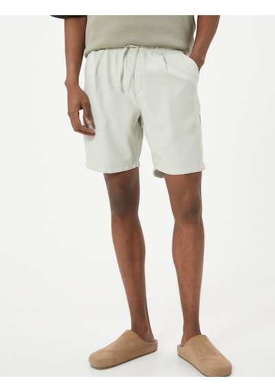 Koton Bermuda Şort Chino Beli Bağcıklı Cep Detaylı Rayon Kumaş Gri 4sam40068hw Gri