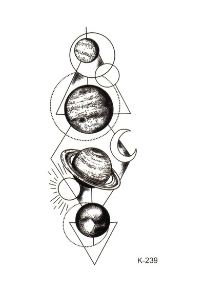 Bearpear Cosmos Gezegenler Geçici Dövme