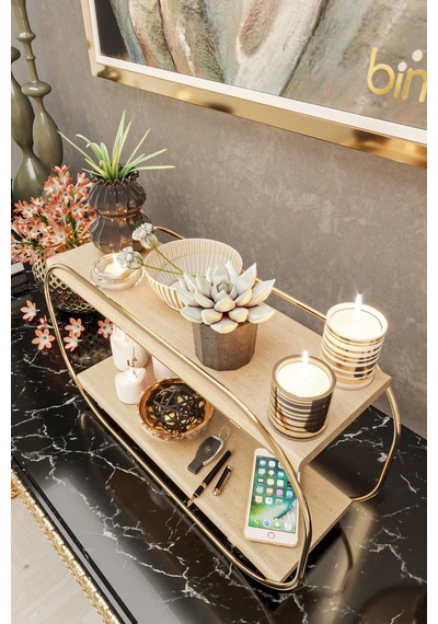 Bino Çok Amaçlı Düzenleyici Oval Raf Organizer Altın Bino Çok Amaçlı Düzenleyici Oval Raf Organizer Altın