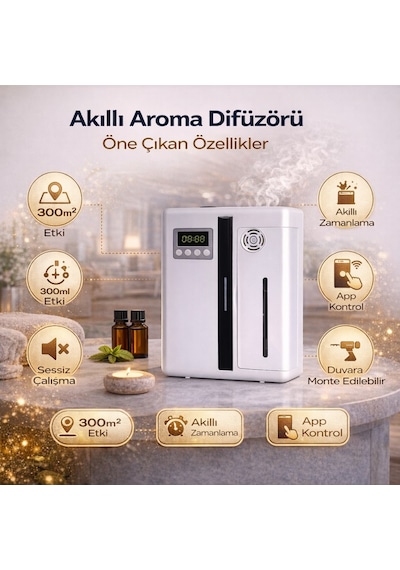 Polham Akıllı Aroma Difüzörü 200ml Profesyonel Koku Makinesi 300m² Etkili Zaman Ayarlı L Telefon Kontrollü Diğer