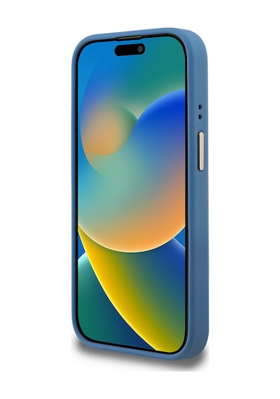 Apple Uyumlu iPhone 15 Pro Max Kılıf Guess Lisanslı Metal 4g Ve Yazı Logolu Kamera Standlı Kapak Mavi