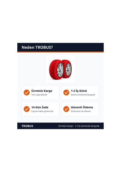 Trobus Oto Lastik Kar Çorabı Anti Patinaj M Beden Kırmızı Universal